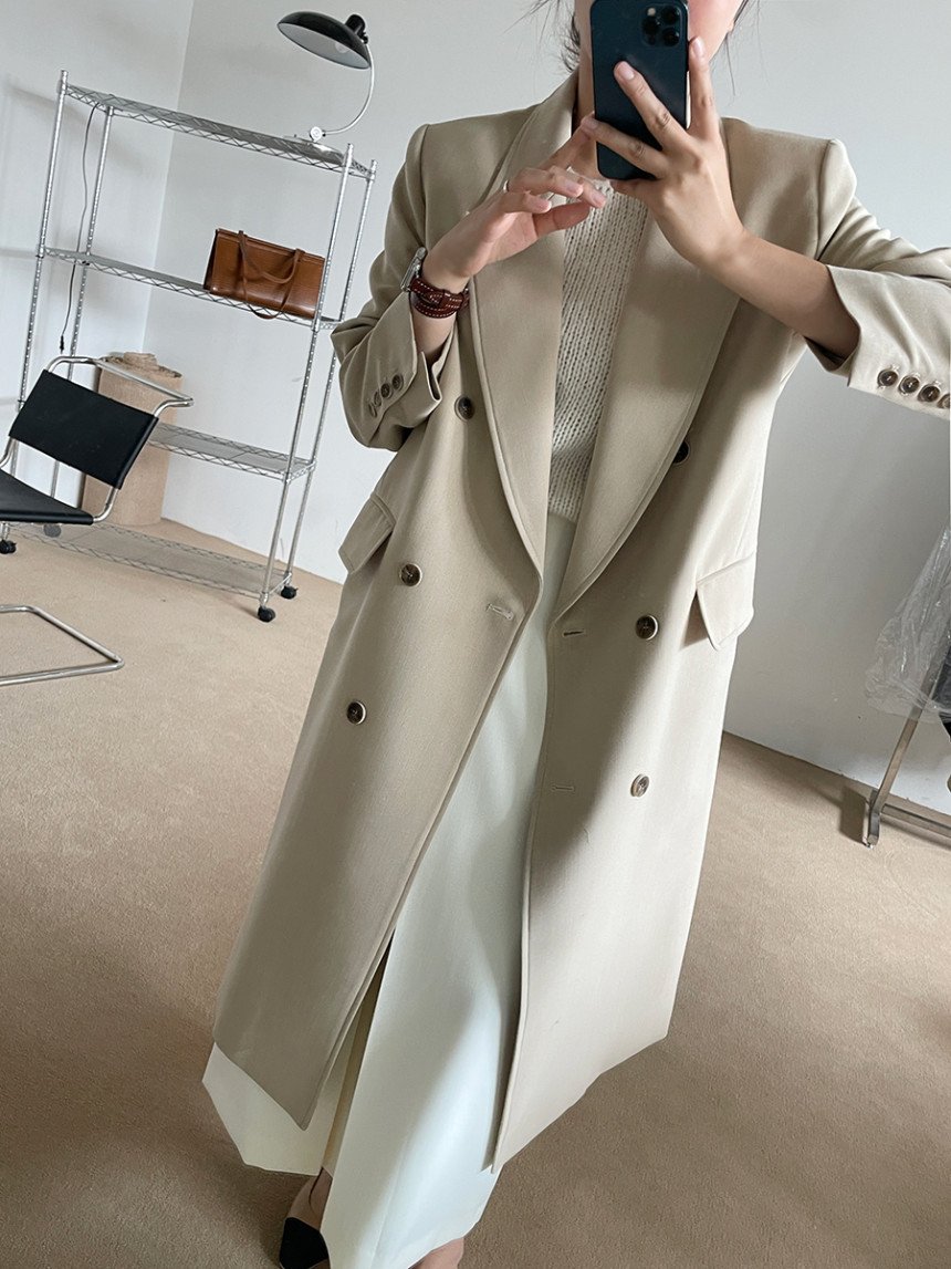 French-style Suit Collar Double-breasted Coat - Image 5