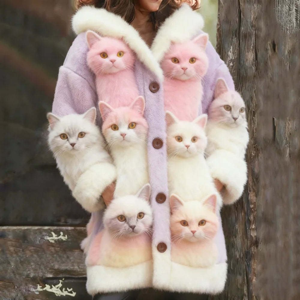 3D-printed Casual Hoodie Cape Jacket