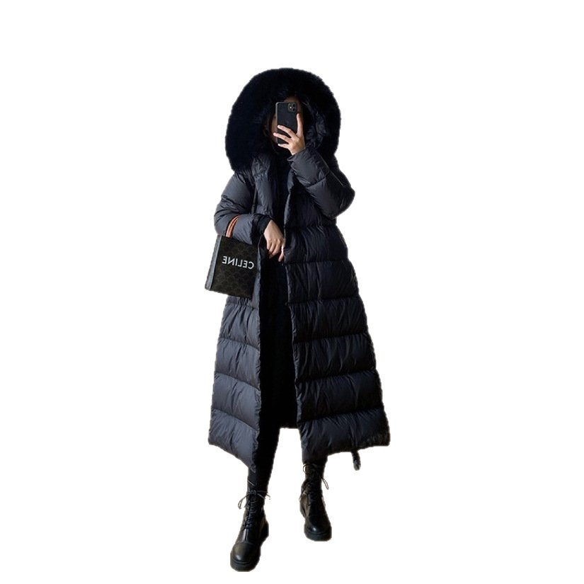 Korean Version Waist Trimming Below The Knees Fox Fur Collar Temperament Coat - Image 10