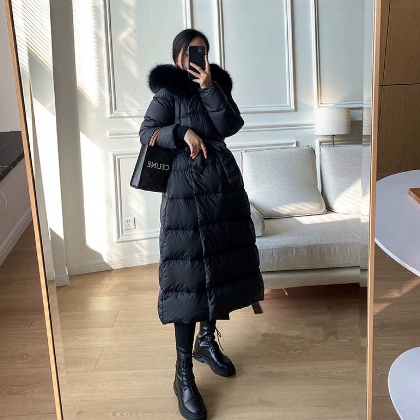 Korean Version Waist Trimming Below The Knees Fox Fur Collar Temperament Coat - Image 3