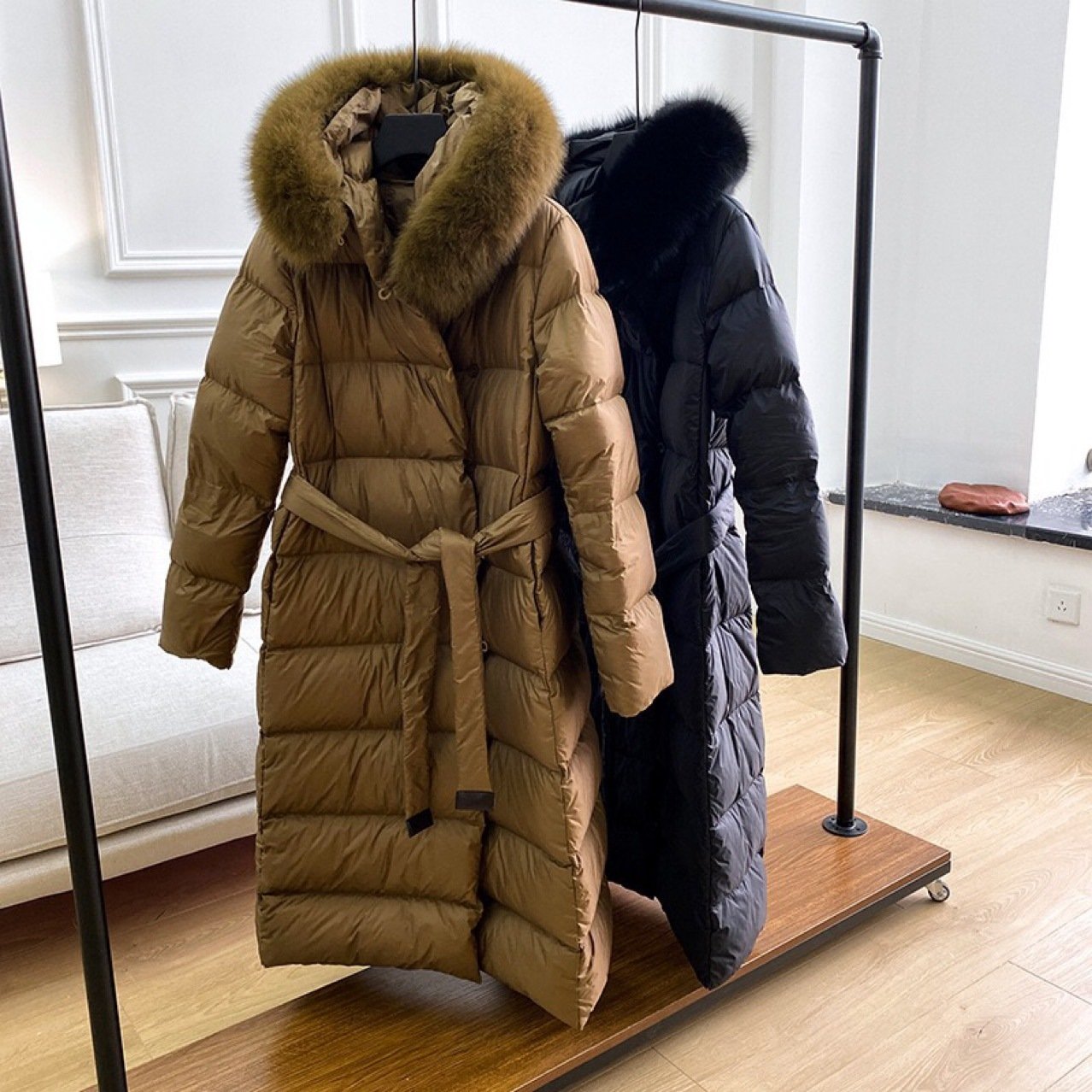 Korean Version Waist Trimming Below The Knees Fox Fur Collar Temperament Coat - Image 7