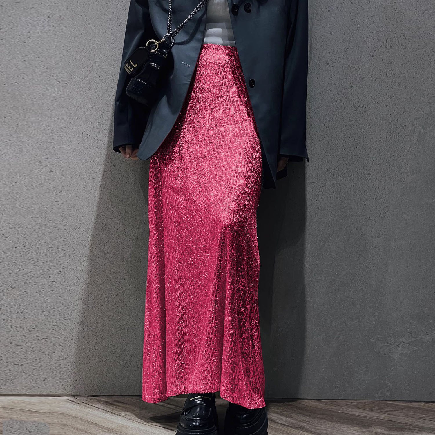 High-density Sequin Midi Skirt For Women Social Media Favorite - Image 5