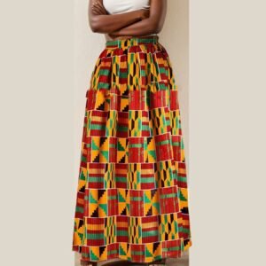African-print A-line Skirt With Pockets