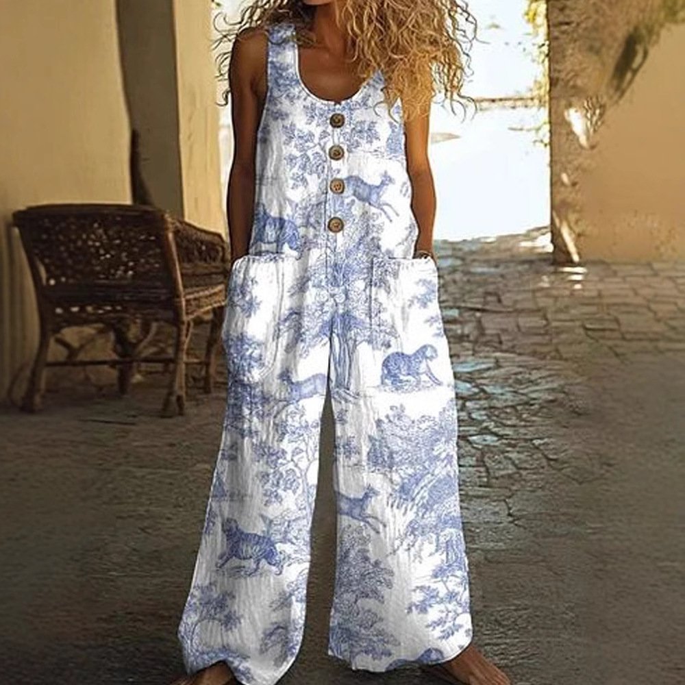 Womens Sleeveless Loose Pocketed Jumpsuit - Image 10