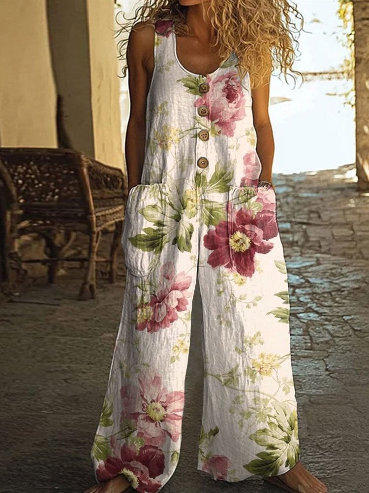 Womens Sleeveless Loose Pocketed Jumpsuit - Image 8