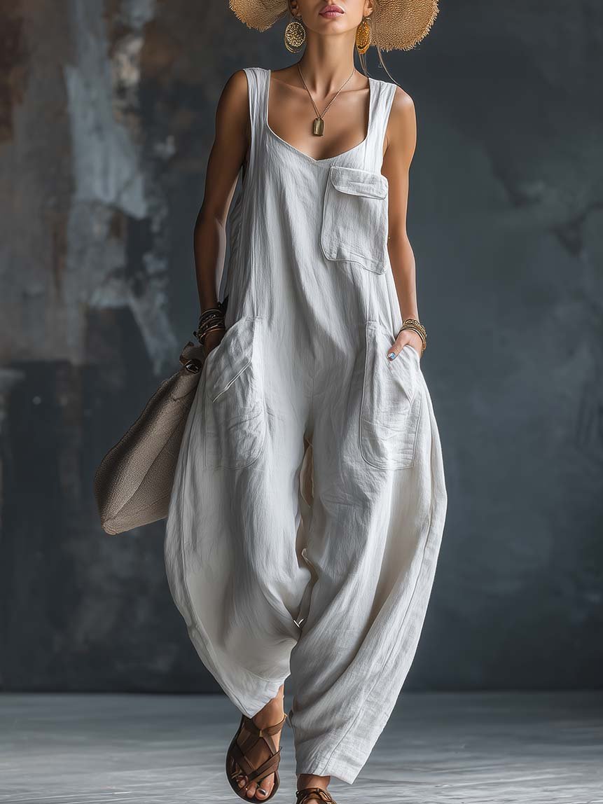 Women's Casual Versatile Solid Color Loose Jumpsuit - Image 2